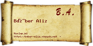 Báber Aliz névjegykártya